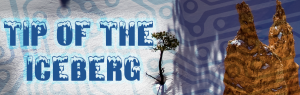 decorative banner image for 2022 Winter Tech Retreat - "Tip of the Iceberg" in frozen text with an image of Bryce Canyon hoodoos