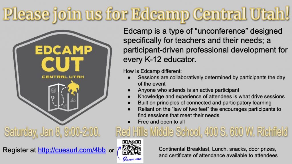 Edcamp CUT Flyer with logo and general information about Edcamps
