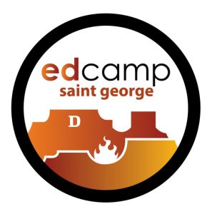 logo for Edcamp St. George, showing the St. George skyline of bluffs and buttes in silhouette.