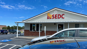 view of new 3D SEDC sign on our building